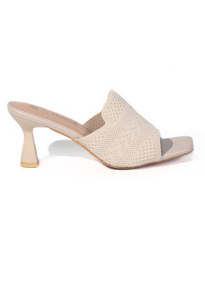 Women High Heeled Sandal Shoes | Low Heel Mules – Elegant Slip-On Fabric Heeled Sandals for Work and Occasions