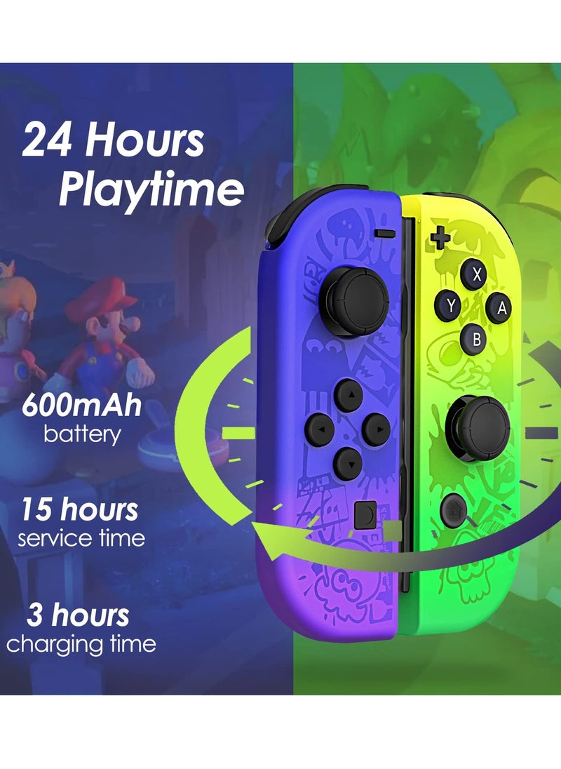 Wireless Joy-Con Controllers for Nintendo Switch, Lite, and OLED - L/R Replacement with Wake-up, Screenshot, Dual Vibration, and Motion Control Features (Blue)