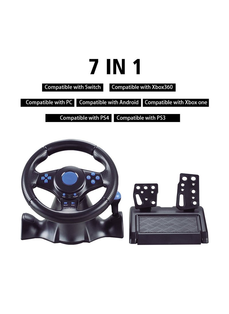 Racing Steering Wheel And Pedals, 7 In 1 180 Degrees Rotation PC Racing Wheel,Programable Dual Vibration USB Powered Racing Simulator Wheel, Enhances Your Racing Experience Compatible with Xbox one/360/PS4/PS2/PS3/PC
