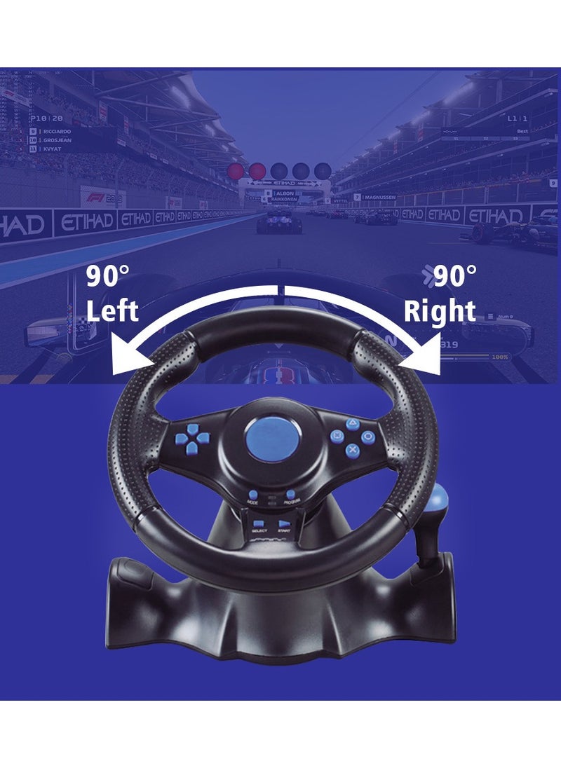Racing Steering Wheel And Pedals, 7 In 1 180 Degrees Rotation PC Racing Wheel,Programable Dual Vibration USB Powered Racing Simulator Wheel, Enhances Your Racing Experience Compatible with Xbox one/360/PS4/PS2/PS3/PC
