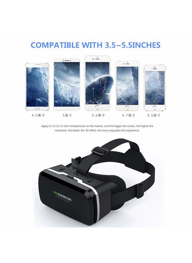 HD Virtual Reality Headset w/Controller/Gamepad,VR Headsets for iPhone/Android,3D VR Glasses for TV, Movies & Video Games-VR Goggles Compatible with iOS, Android Phones