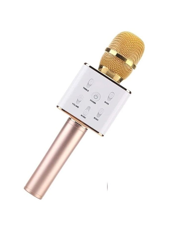Portable Wireless Karaoke Microphone Gold , Mini Handheld Cellphone Karaoke Player Built-in Bluetooth Speaker, Karaoke MIC Machine for Home