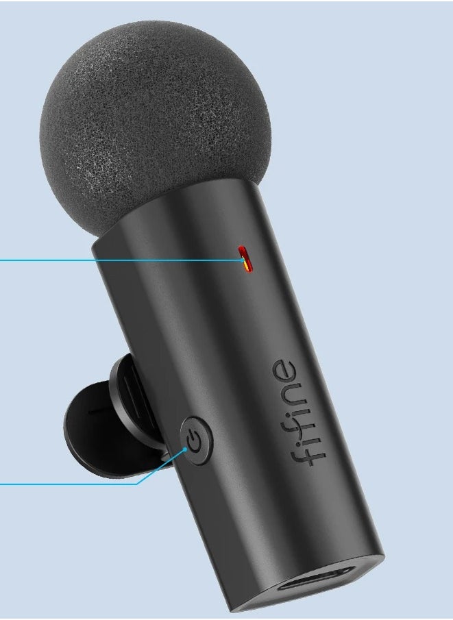FIFINE Wireless Lavalier Recording Microphone,Type-C Mini MIC for Mobile Phone/Tablet/Laptop,Live Streams/Vlog/Interview-M6