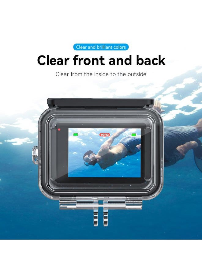 TELESIN Waterproof Case for GoPro Hero 13/12/11/10/9 Black - 3-Pack Dive Filter with Red Magenta - Supports 60M/196FT Underwater Scuba Snorkeling Deep Diving
