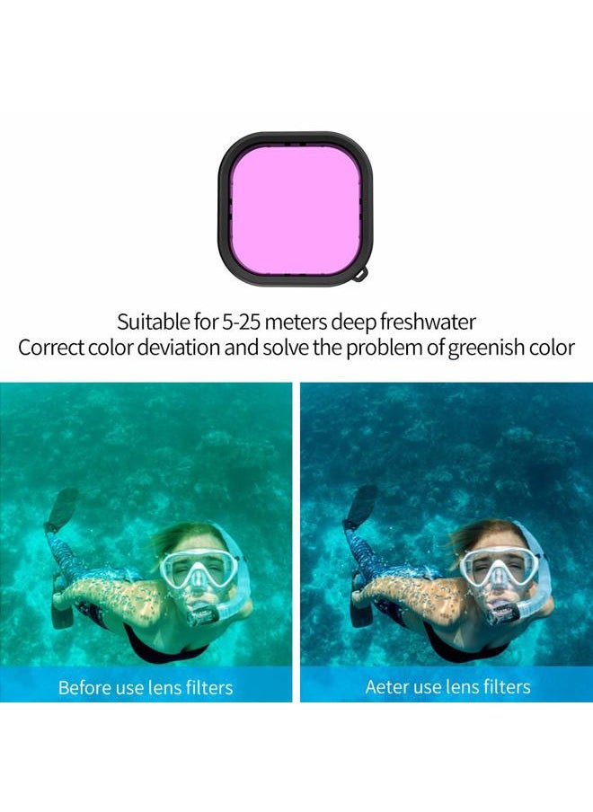 TELESIN Waterproof Case for GoPro Hero 13/12/11/10/9 Black - 3-Pack Dive Filter with Red Magenta - Supports 60M/196FT Underwater Scuba Snorkeling Deep Diving