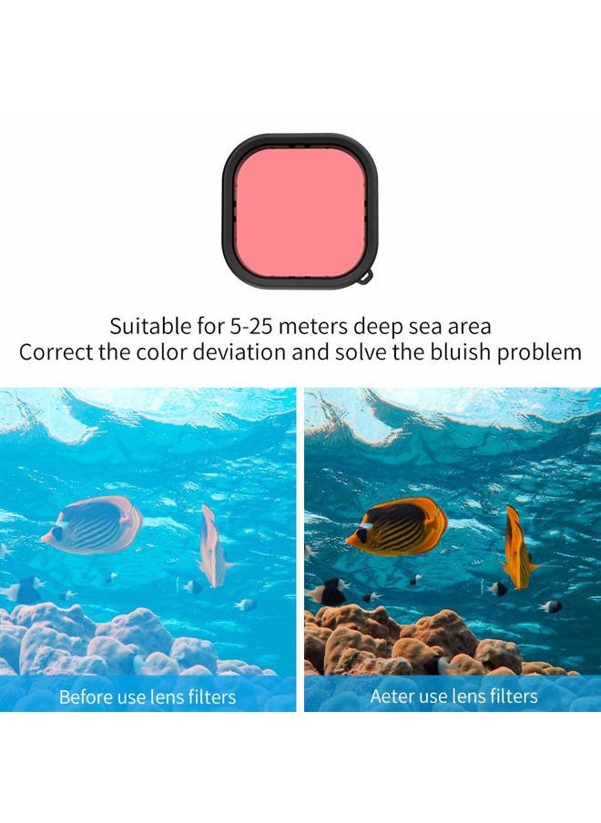 TELESIN Waterproof Case for GoPro Hero 13/12/11/10/9 Black - 3-Pack Dive Filter with Red Magenta - Supports 60M/196FT Underwater Scuba Snorkeling Deep Diving