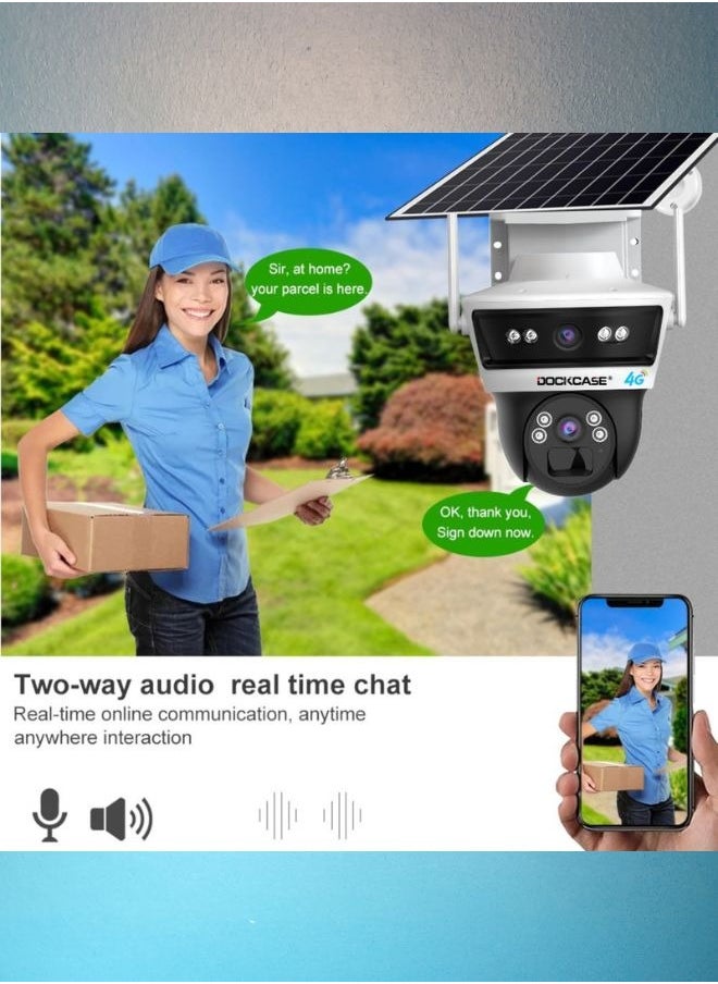 4G Security Solar 3mp Dual-Lens, 4G PTZ Outdoor Camera