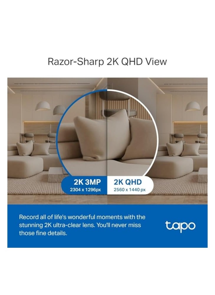 TP-Link Tapo C220 Pan/Tilt Smart AI 2K 4MP QHD 1440p Home Security Wi-Fi Camera| Alexa & Google Assistant Enabled |Night Vision|Two-Way Audio| Motion Detection