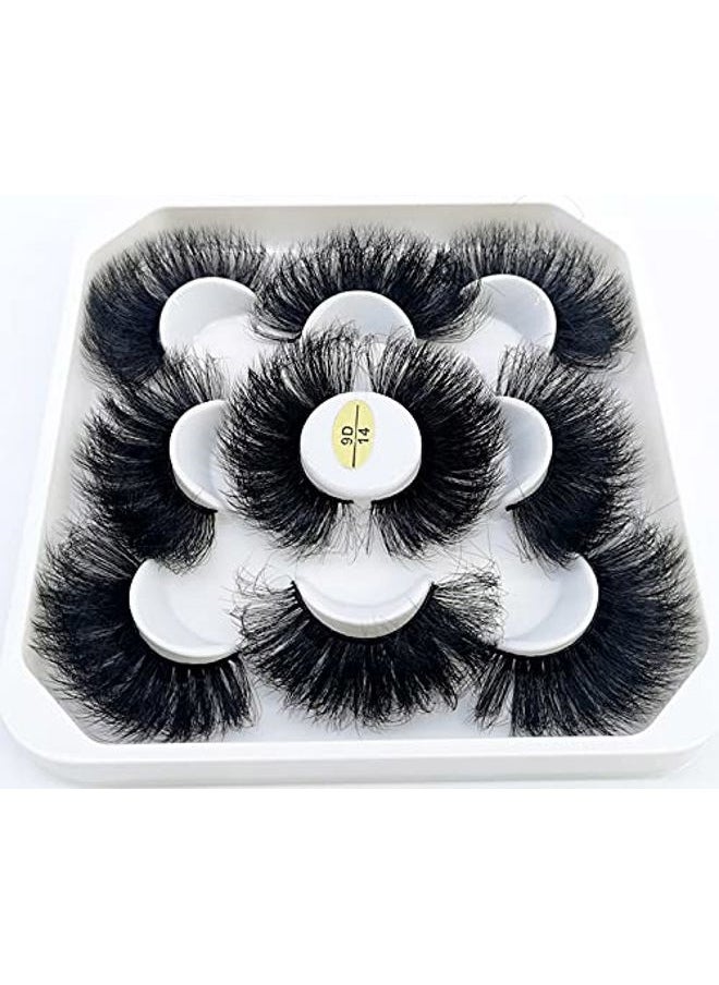 new 5 Pairs 25 mm 3d Mink Lashes Bulk Faux with Custom Pack Short Wholesales Natural False Eyelashes (9D-14)