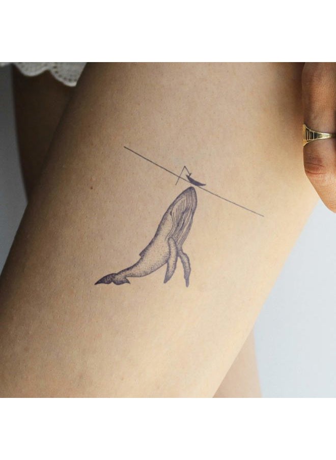 Inkbox Temporary Tattoos, Semi-Permanent Tattoo, One Premium Easy Long Lasting, Water-Resistant Temp Tattoo with For Now Ink - Lasts 1-2 Weeks, Whale Tattoo, 4 x 4 in, Fish Food