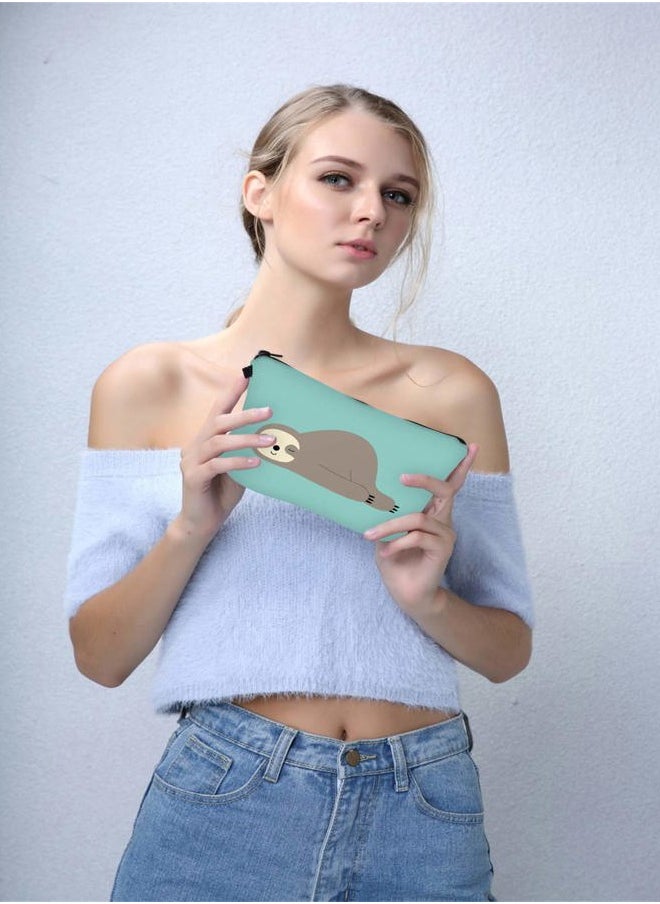 Cosmetic Bag for women, Small makeup pouch Travel bags for toiletries waterproof Sloth gifts (51806)