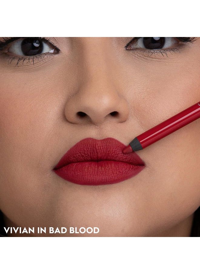 24/7 Glide-On Waterproof Lip Pencil (Bad Blood - Deep Red), Smudge-Proof, Longwearing Lip Liner, Smooth & Creamy Colors, Moisturizing Formula with Vitamin E - 0.04 oz