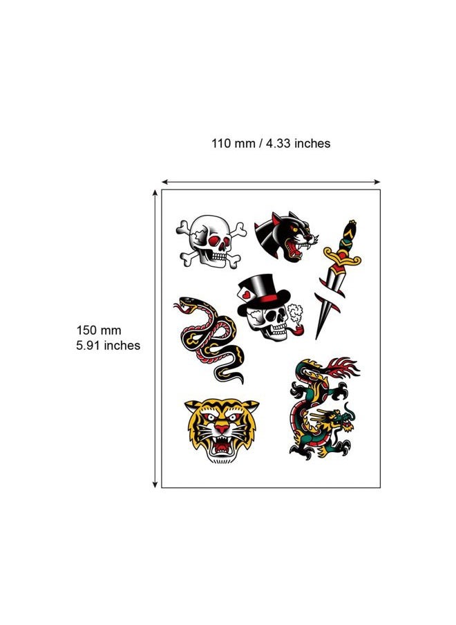 Anchor Skull Swallow Temporary Tattoo Sticker Waterproof Adult Men Women Hand Arm Shoulder Body Art 15X11cm Set of 4 (SF165)