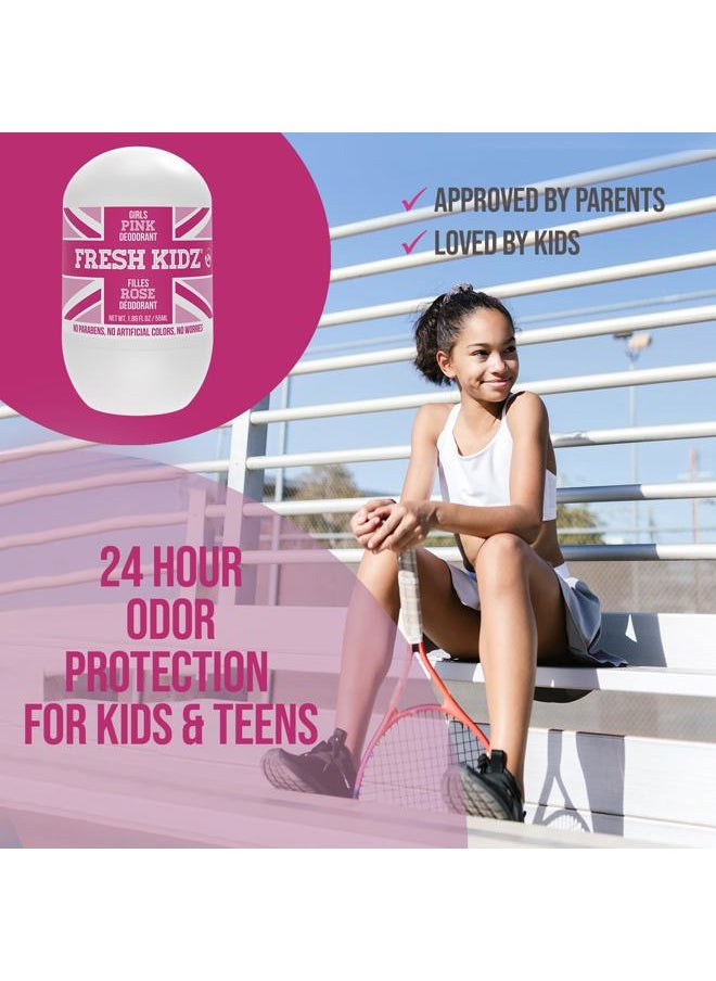 Roll On Deodorant for Kids and Teens - Baking Soda and Aluminum-free 24 Hour Protection for Sensitive Skin - Girls 