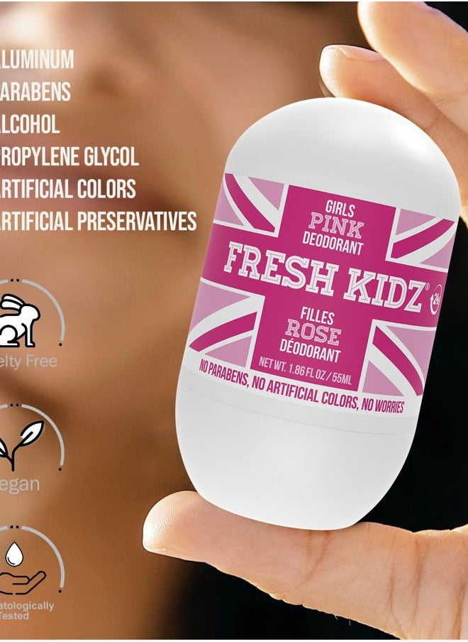 Roll On Deodorant for Kids and Teens - Baking Soda and Aluminum-free 24 Hour Protection for Sensitive Skin - Girls 