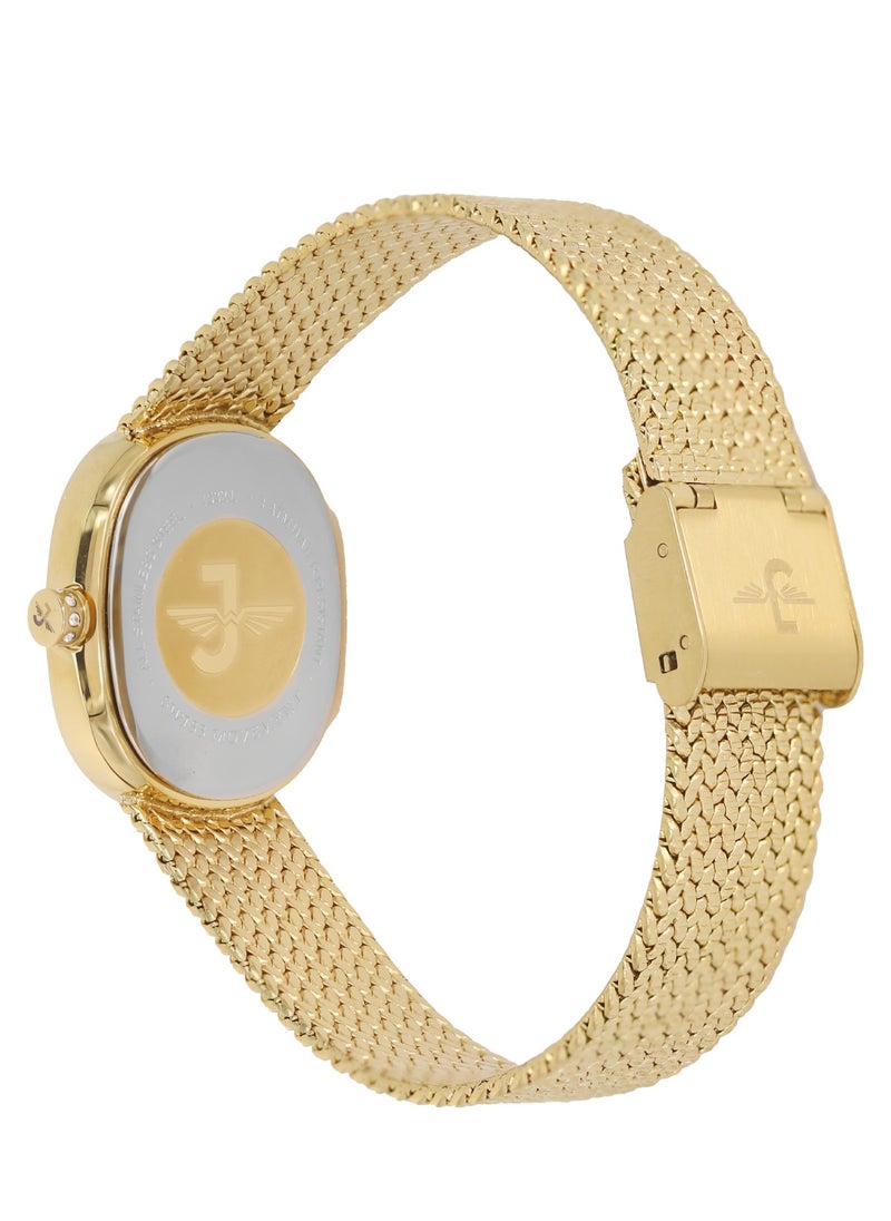 JOVIAL 1532LGMQ07ZE Women's metal band  Watch, 27mm, Gold Dial