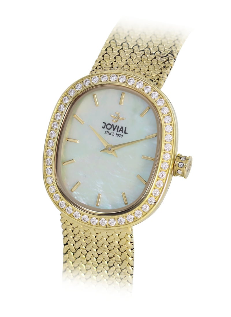 JOVIAL 1532LGMQ09ZE Women's metal band  Watch, 27mm, Green Dial