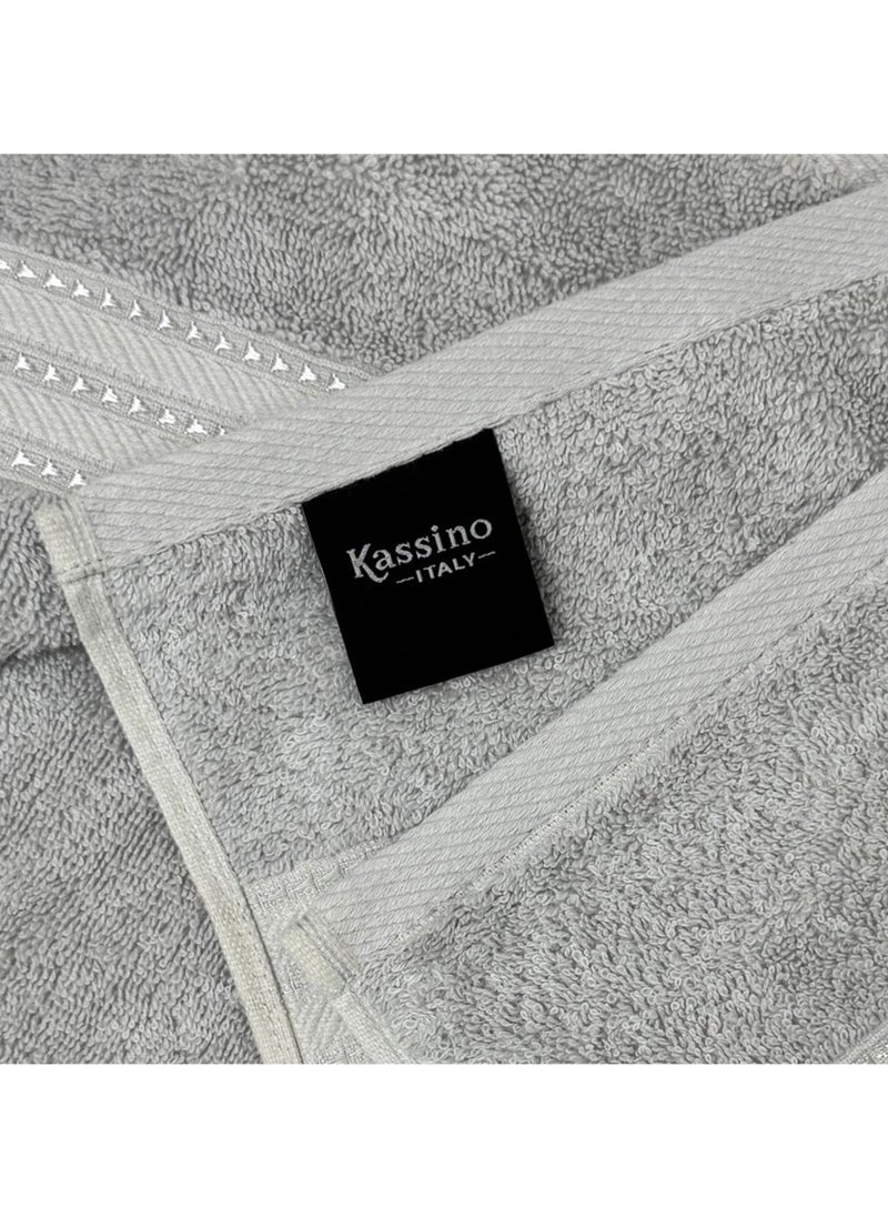 Kassino 8 Piece Towels Set - 100% Combed Cotton Includes 2 Bath, 2 Hand & 4 Face Towels, Soft & Quick-Dry, Highly Absorbent, Double Stitched Hotel Towels Quality | Ash Grey