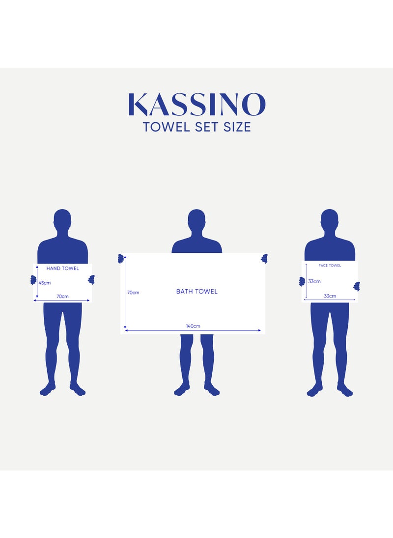 Kassino 8 Piece Towels Set - 100% Combed Cotton Includes 2 Bath, 2 Hand & 4 Face Towels, Soft & Quick-Dry, Highly Absorbent, Double Stitched Hotel Towels Quality | Ash Grey