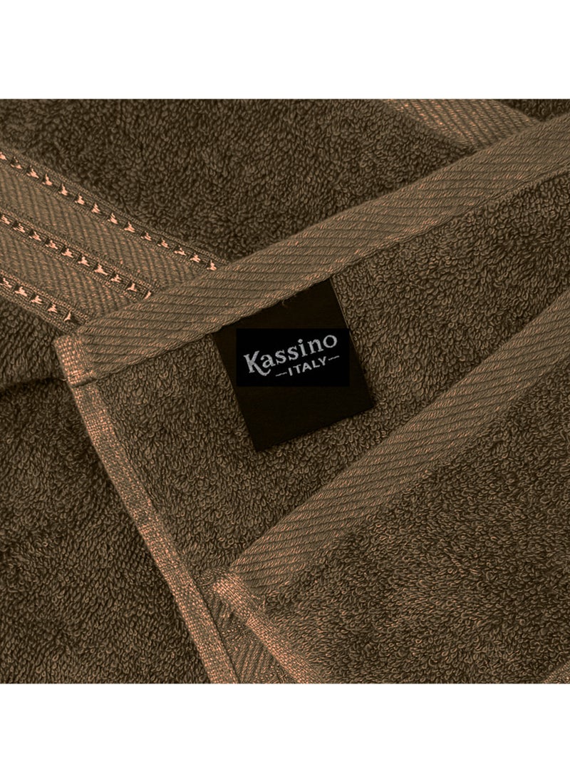 Kassino 8 Piece Towels Set - 100% Combed Cotton Includes 2 Bath, 2 Hand & 4 Face Towels, Soft & Quick-Dry, Highly Absorbent, Double Stitched Hotel Towels Quality | Brown