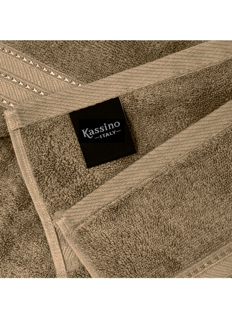 Kassino 8 Piece Towels Set - 100% Combed Cotton Includes 2 Bath, 2 Hand & 4 Face Towels, Soft & Quick-Dry, Highly Absorbent, Double Stitched Hotel Towels Quality | Beige