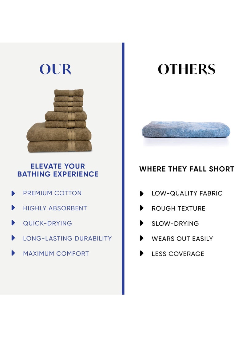 Kassino 8 Piece Towels Set - 100% Combed Cotton Includes 2 Bath, 2 Hand & 4 Face Towels, Soft & Quick-Dry, Highly Absorbent, Double Stitched Hotel Towels Quality | Beige