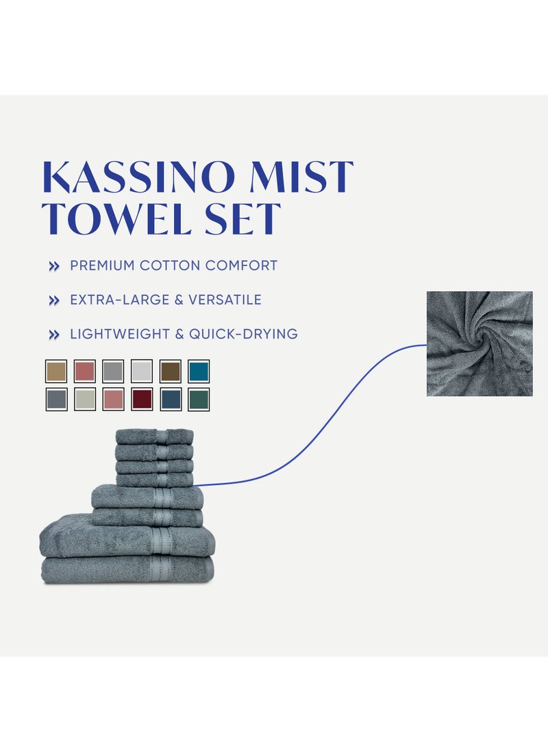 Kassino 8 Piece Towels Set - 100% Combed Cotton Includes 2 Bath, 2 Hand & 4 Face Towels, Soft & Quick-Dry, Highly Absorbent, Double Stitched Hotel Towels Quality | Monument