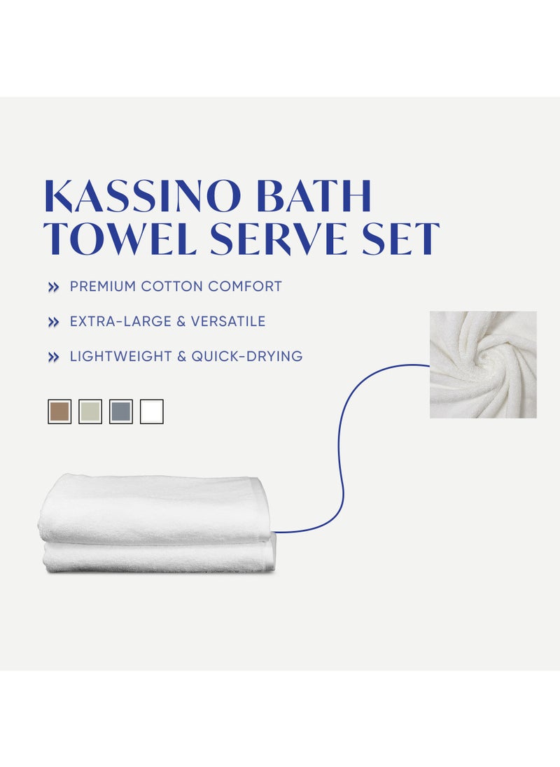 Kassino Bath Towel (2 Pack, 70x140 cm) - 540 GSM Large Bath Towels,100% Combed Cotton, Soft & Quick-Dry Towels, Highly Absorbent, Double Stitched Hotel Quality Towels | White
