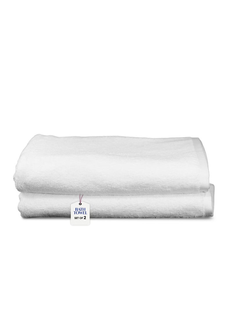 Kassino Bath Towel (2 Pack, 70x140 cm) - 540 GSM Large Bath Towels,100% Combed Cotton, Soft & Quick-Dry Towels, Highly Absorbent, Double Stitched Hotel Quality Towels | White