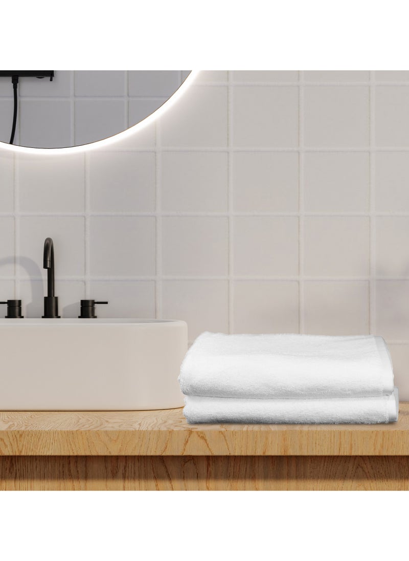 Kassino Bath Towel (2 Pack, 70x140 cm) - 540 GSM Large Bath Towels,100% Combed Cotton, Soft & Quick-Dry Towels, Highly Absorbent, Double Stitched Hotel Quality Towels | White