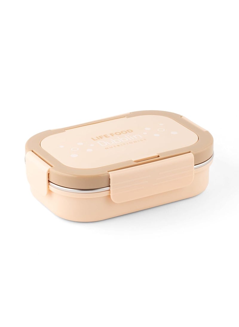 DUBBLIN Bento Three Compartment Lunch Box | BPA-Free Insulated Body | Four-Side Lock | Durable & Compact| Spoon & Sabzi Container Inside, 750ml, Brown