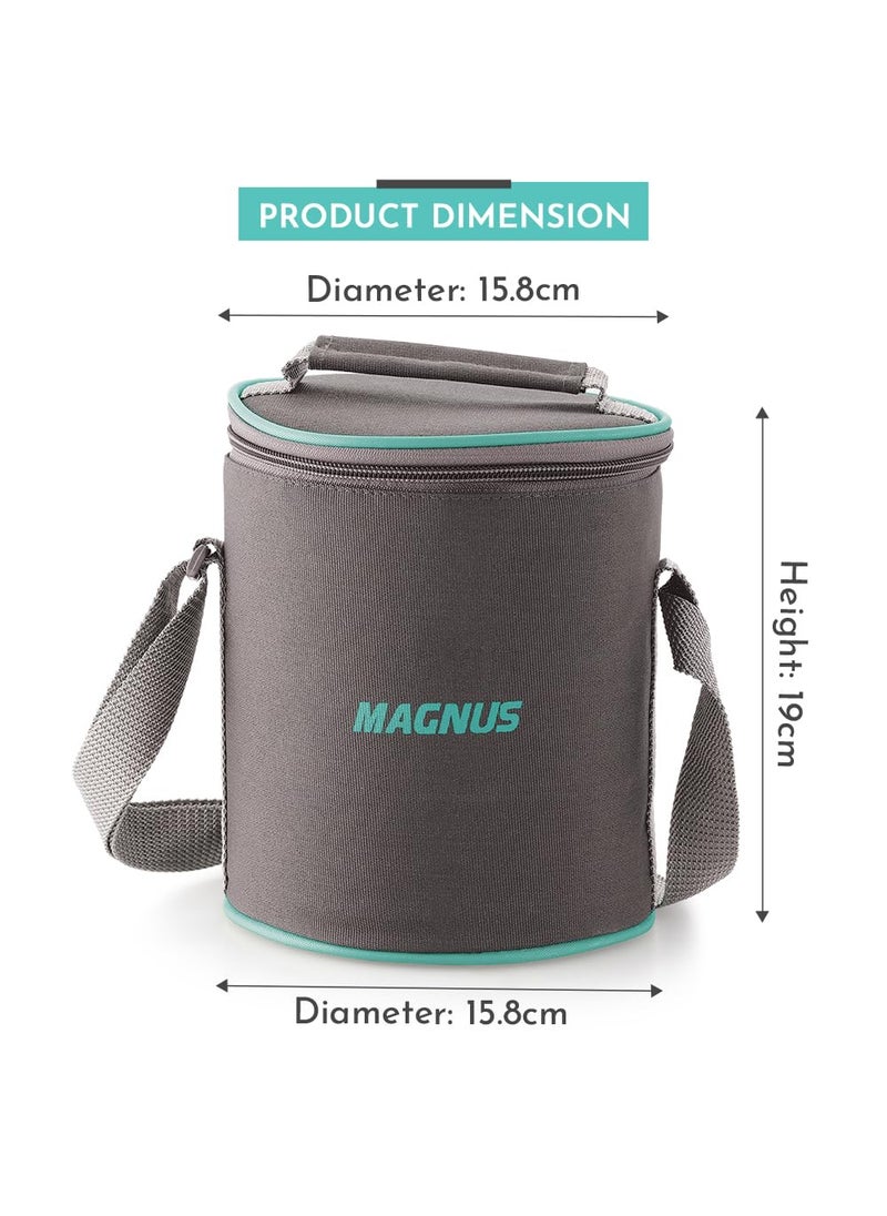 Magnus G-Lock Solid Glass Lunch Box with Vertical Pouch and Detachable Clip, Includes 3 Round Airtight, Leakproof, Microwave Safe Borosilicate Glass Containers, 400 ML Each - Premium Lunch Boxes