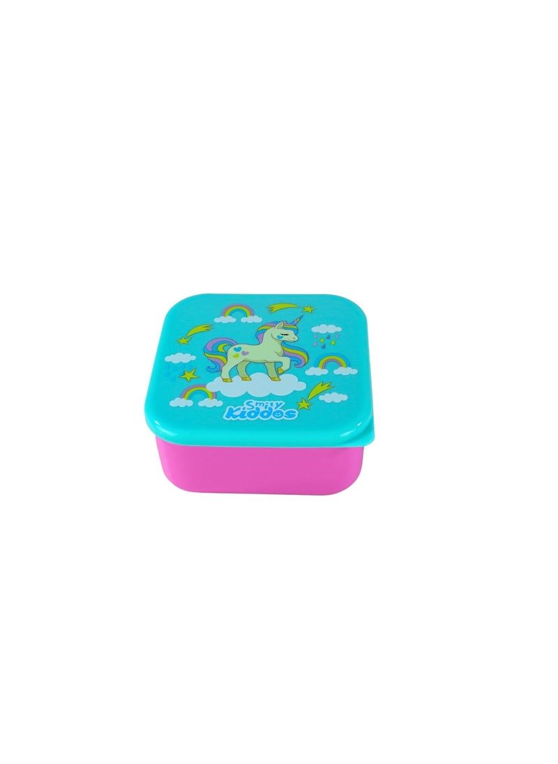 Smily Kiddos 4 in 1 Container- Unicon Theme Microwave Safe Food Storage Lunch Box Freezer & Dishwasher Safe Removable Compartment Food Containers