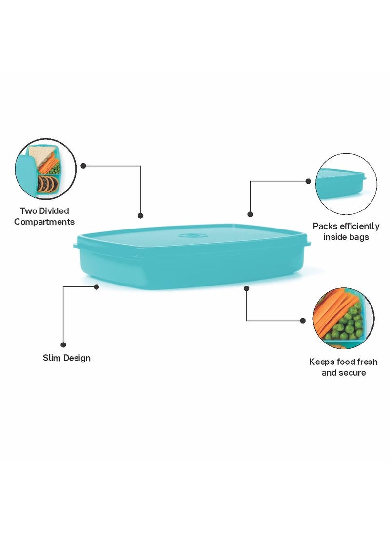 Tupperware Slim Divided Lunch Container (Set of 1), Blue