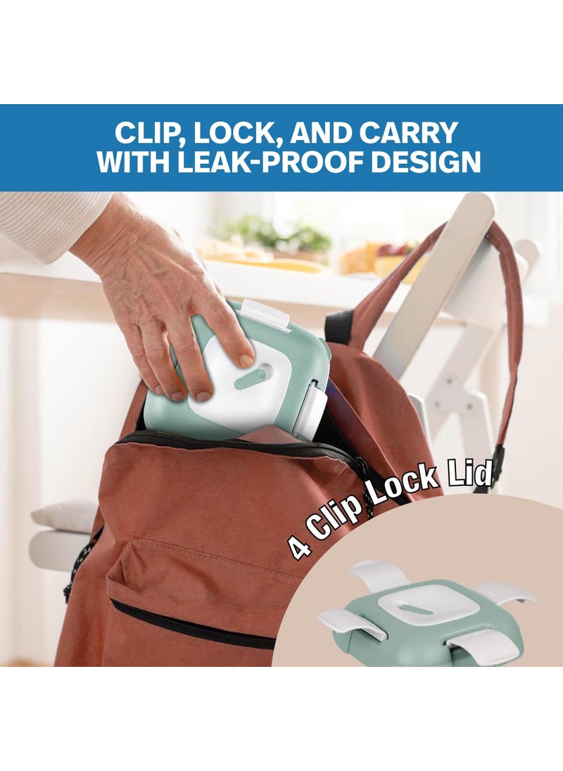 Pinnacle Paloma Lunch Box with 4-Clip Lock lid for Hot & Cold Food | Vaccum Release Knob | Leakproof Tiffin | Ideal for Office, School, Picnic, Travelling (500 ML, Mist Green)