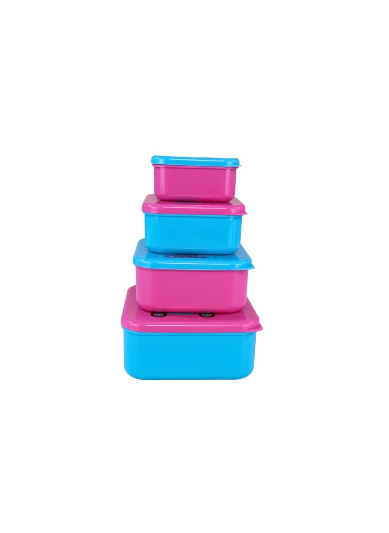 Smily Kiddos 4 in 1 Container-Dessert Theme Microwave Safe Food Storage Lunch Box Freezer & Dishwasher Safe Removable Compartment Food Containers