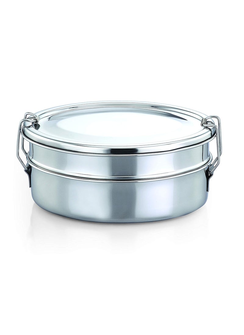 Expresso Stainless Steel Double Decker Lunch Box for School, Office Tiffin - Oval Shape