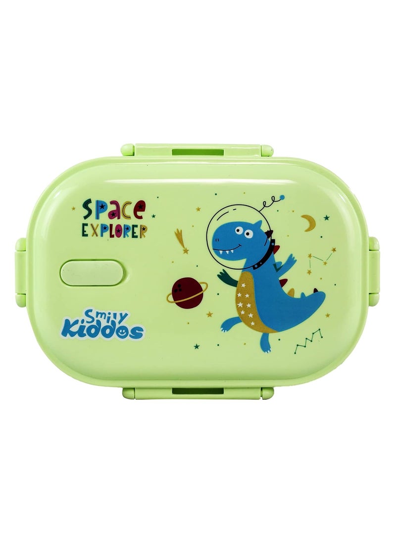 Smily Kiddos Kids Stainless Steel Insulated Lunch Box Space Dino Theme - Green |Age Above 3 Years| 100% BPA Free and Food Grade