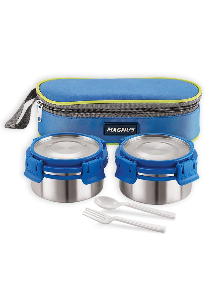 Magnus Avanza 2 Deluxe Stainless Steel Lunch Box | Airtight, Leakproof, Insulated | Ideal Lunch Box for Kids | Lunch Boxes for Office Men and Women | Compact Design with Carrying Pouch