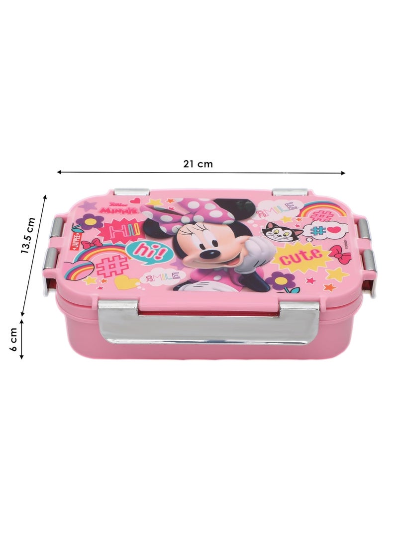 JAYPEE Stainless Steel Insulated Lunch Box Wowsteel Jr. Mickey Mouse Print for School Kids Girls & Boys, Dark Pink, 620 ml