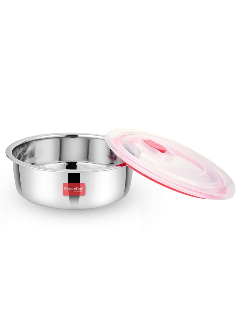 KITCHEN CLUE Stainless Steel Container (1000ml, Dia-18.25cm, Weight-245gm) Vacuum Air-Tight Storage Box for Kitchen, Fridge Storage Container - Steel Lunch Box Container for Office School