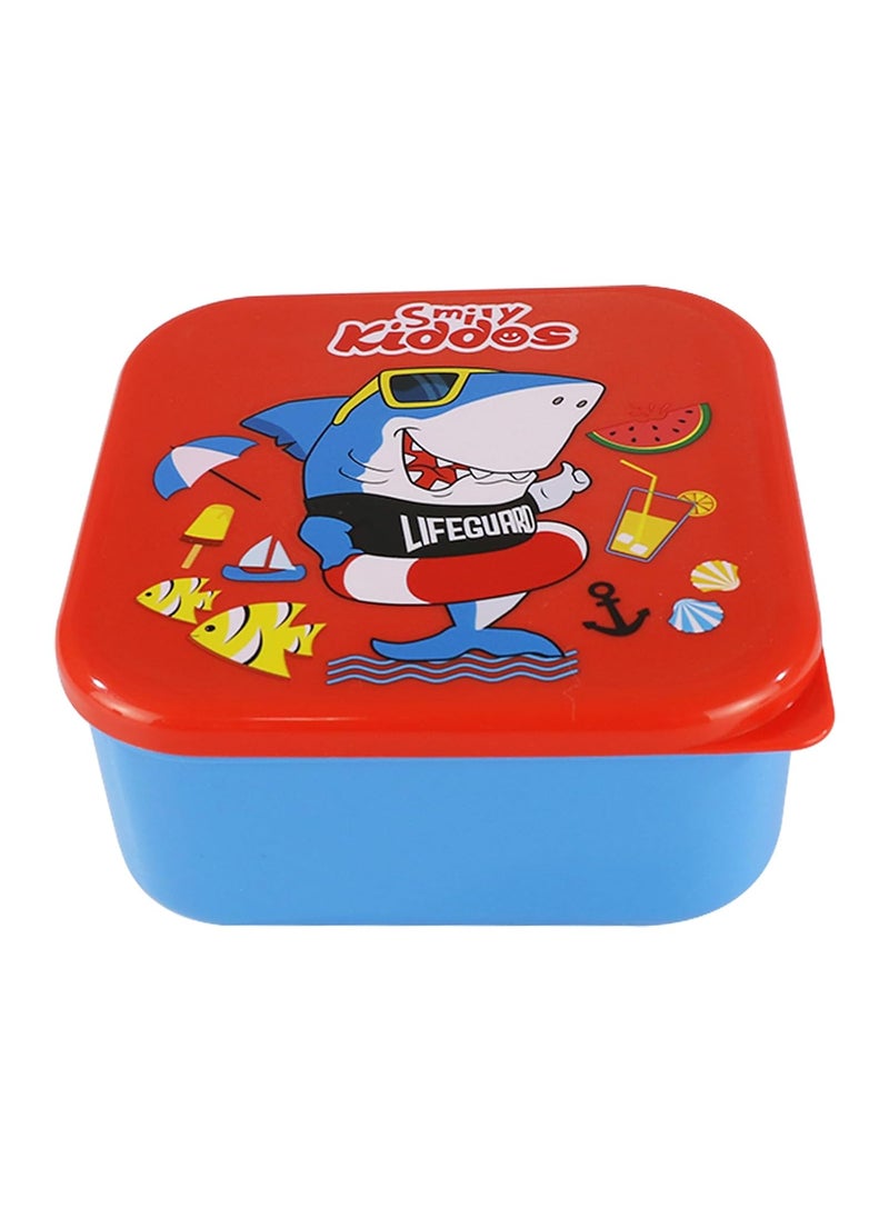 Smily Kiddos 4 in 1 Container - Shark Theme Microwave Safe Food Storage Lunch Box Freezer & Dishwasher Safe Removable Compartment Food Containers