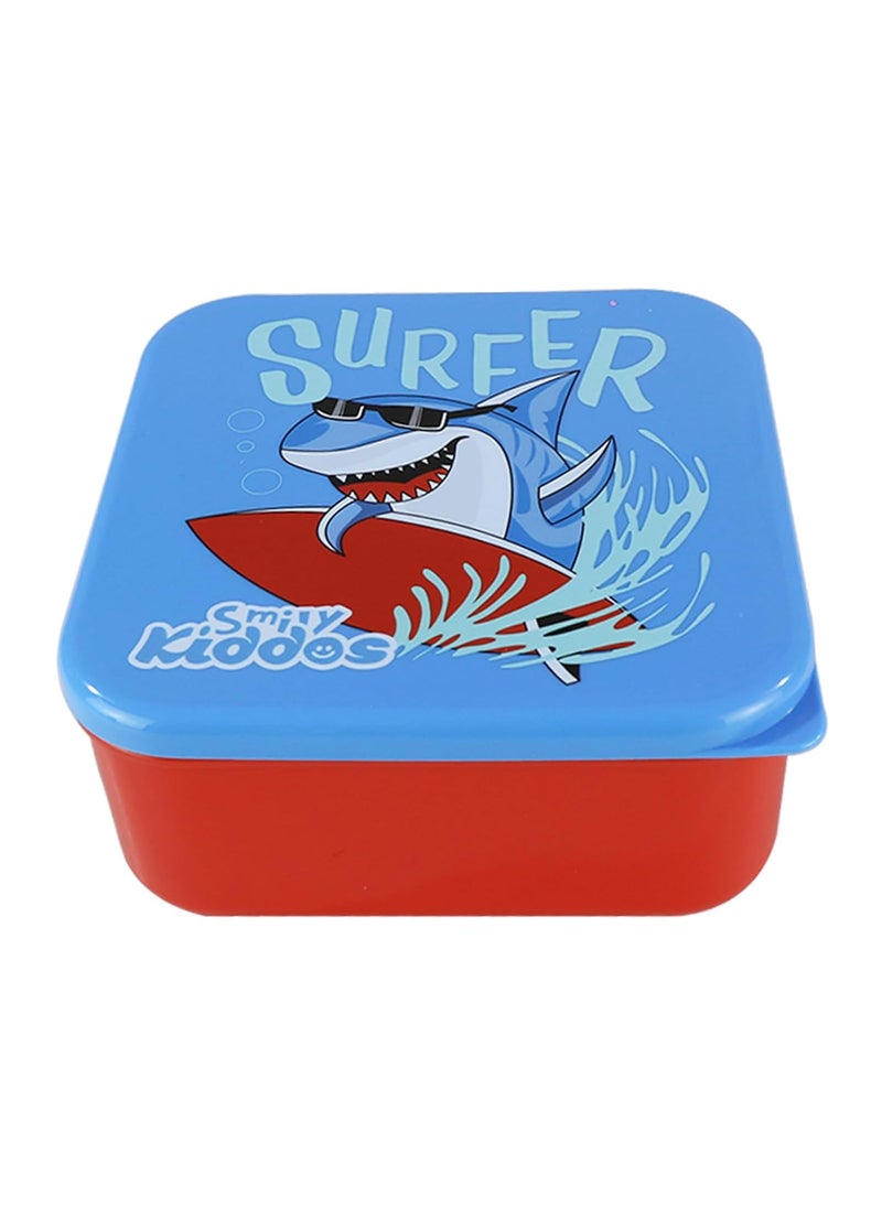 Smily Kiddos 4 in 1 Container - Shark Theme Microwave Safe Food Storage Lunch Box Freezer & Dishwasher Safe Removable Compartment Food Containers
