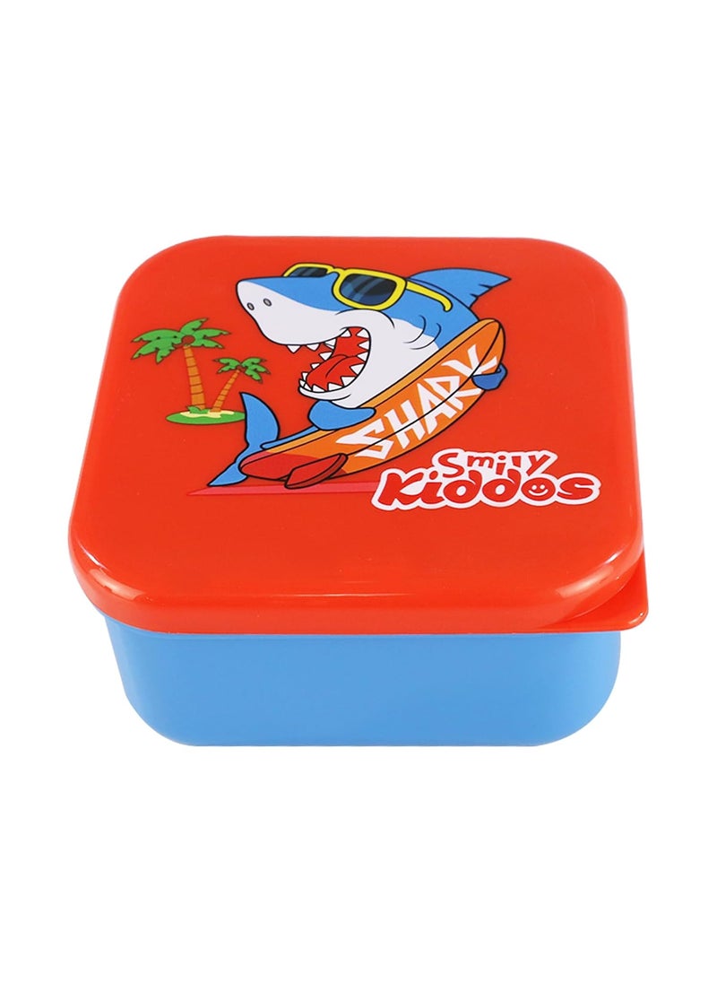 Smily Kiddos 4 in 1 Container - Shark Theme Microwave Safe Food Storage Lunch Box Freezer & Dishwasher Safe Removable Compartment Food Containers