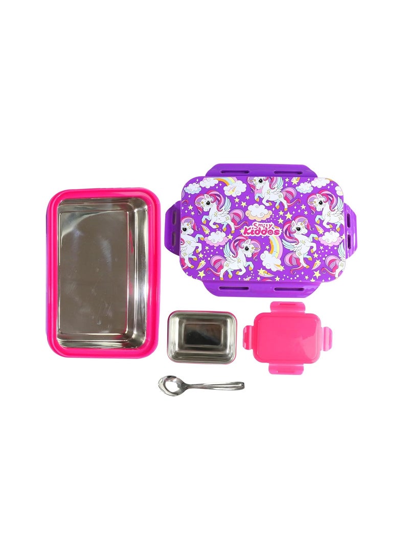 Smily Kiddos Purple Unicorn -Themed Stainless Steel Insulated Brunch Pack for Kids Aged 3-5 | 175ml & 925ml Containers | BPA-Free and Food-Grade Quality