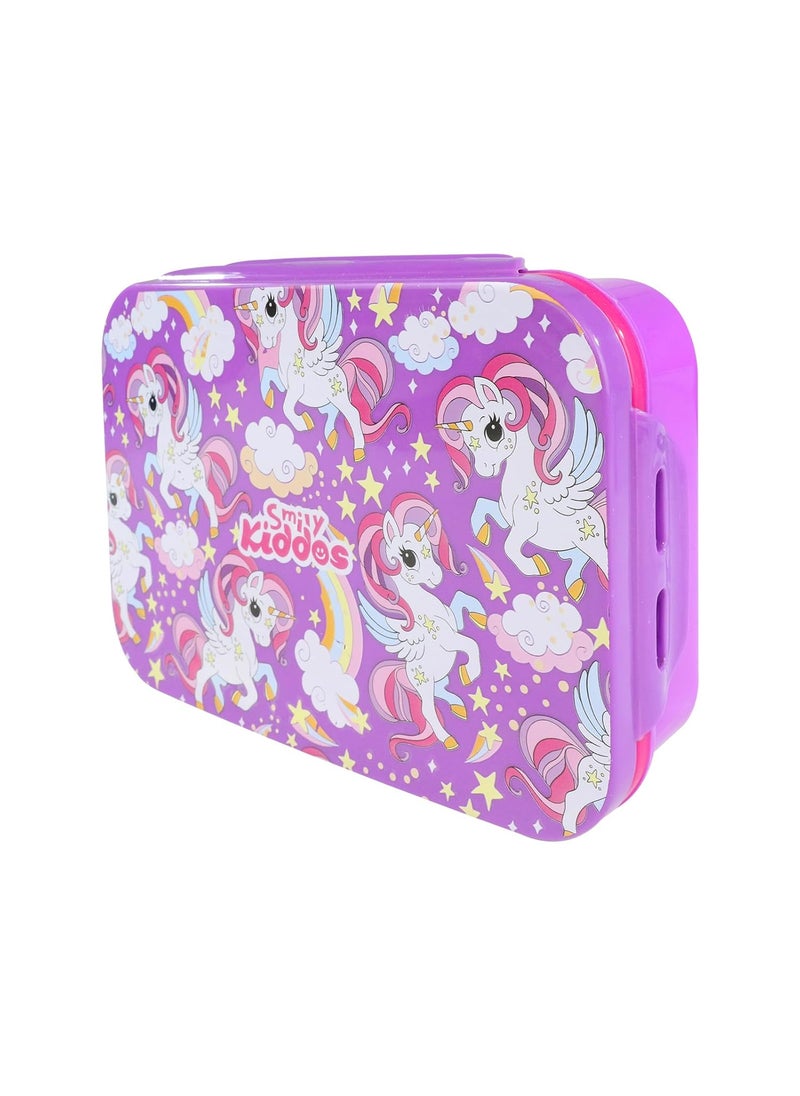 Smily Kiddos Purple Unicorn -Themed Stainless Steel Insulated Brunch Pack for Kids Aged 3-5 | 175ml & 925ml Containers | BPA-Free and Food-Grade Quality
