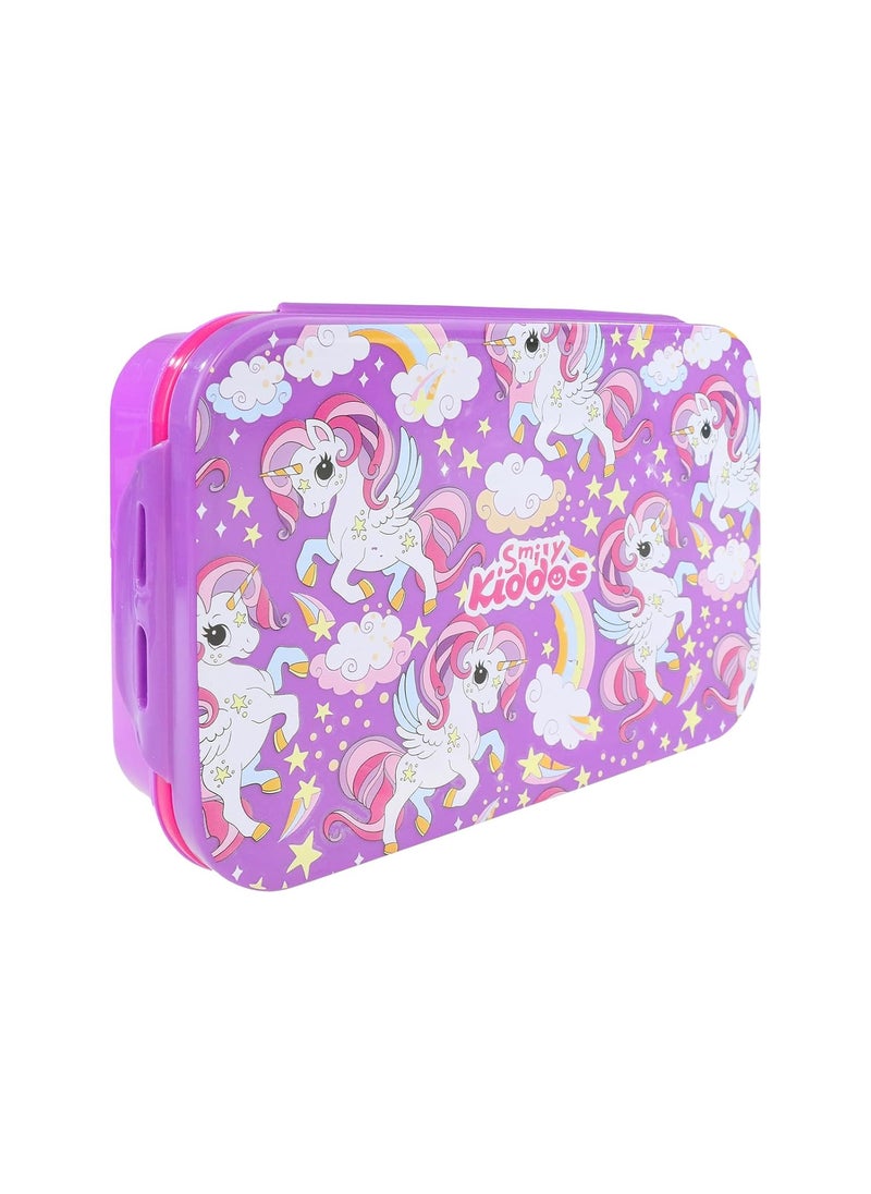 Smily Kiddos Purple Unicorn -Themed Stainless Steel Insulated Brunch Pack for Kids Aged 3-5 | 175ml & 925ml Containers | BPA-Free and Food-Grade Quality