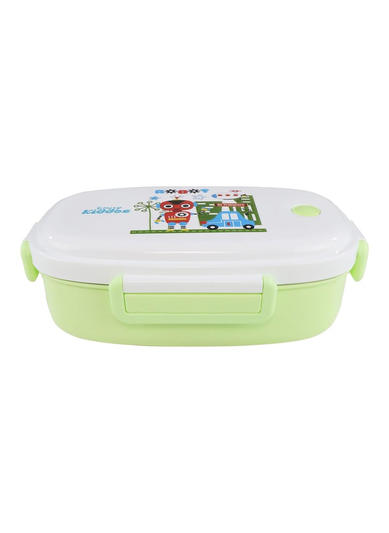 Smily Kiddos Kids Stainless Steel Insulated Lunch Box Robot Theme - Green |Age Above 3 Years| 100% BPA Free and Food Grade