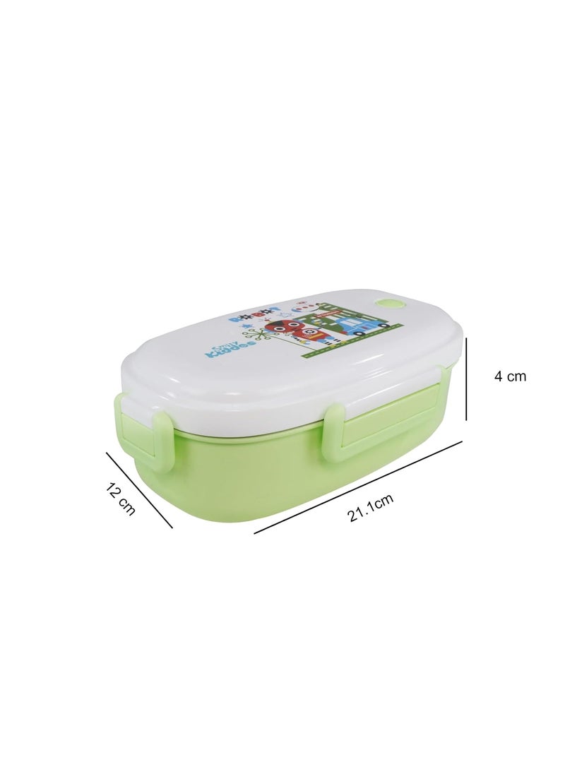 Smily Kiddos Kids Stainless Steel Insulated Lunch Box Robot Theme - Green |Age Above 3 Years| 100% BPA Free and Food Grade
