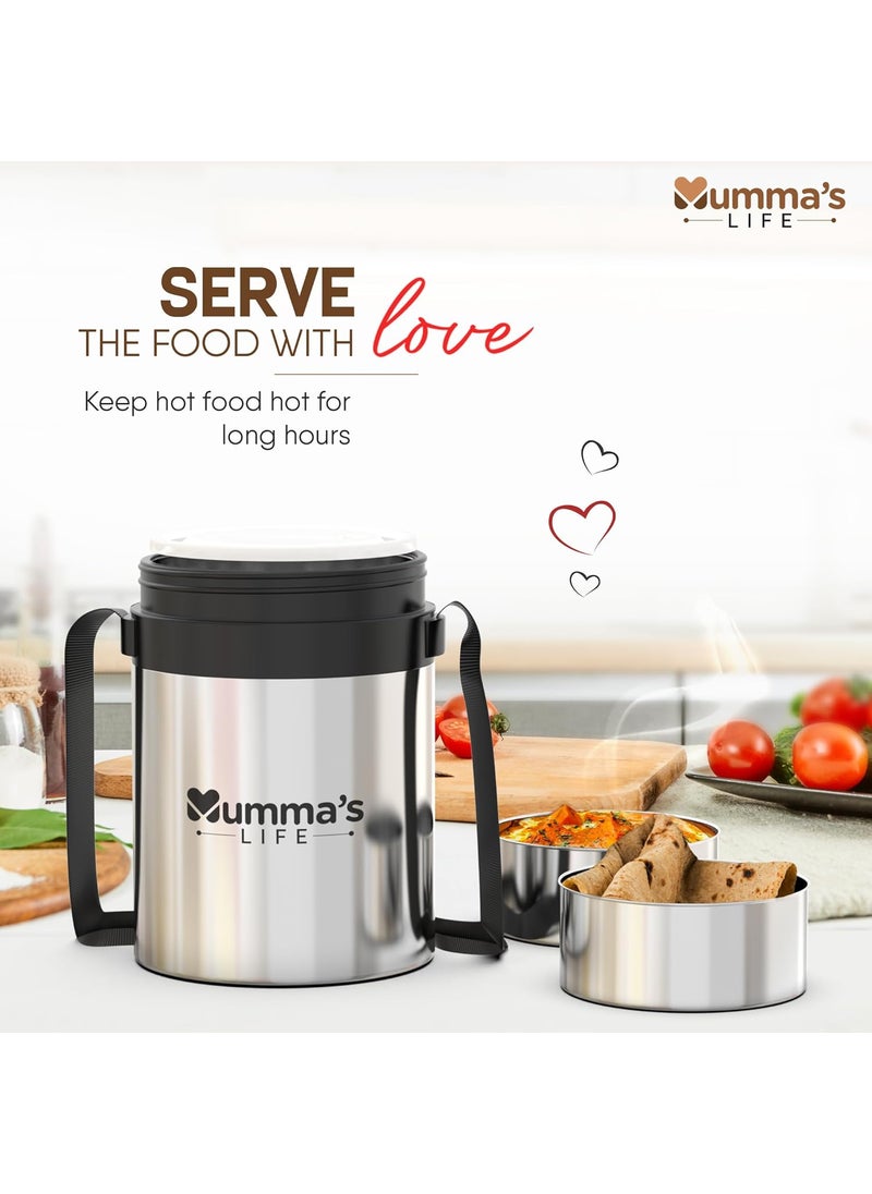 Mumma's LIFE Stainless Steel Lunch Box with 3 Leakproof Air-Tight Stainless Steel Round Containers and Cover Bag | Stainless Steel & Spill Proof Lunch Box (Steelo) (4)